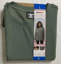 32 Degrees Ladies Sueded Tech Crewneck Sweatshirt Pullover  in Green L LARGE