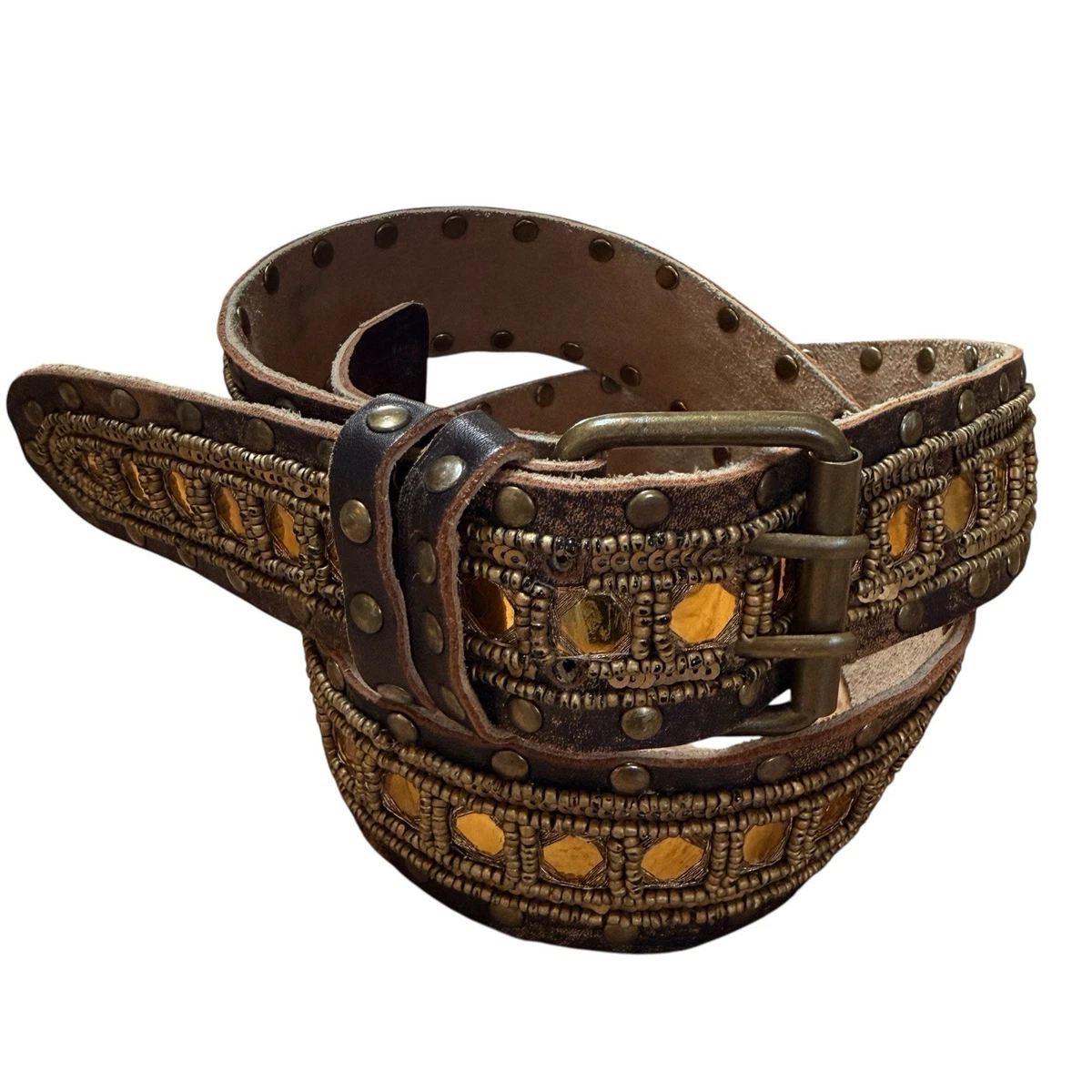 Betsey Johnson Vintage Y2K Western Black Leather Oversized Floral Belt med 31-35 Betsey Johnson Rhinestone Belts for Women for sale | eBay main image 2