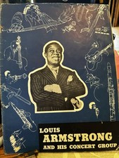 Louis Armstrong & His Concert Group Rare Blue Program Signed 7 Autograph 1950s