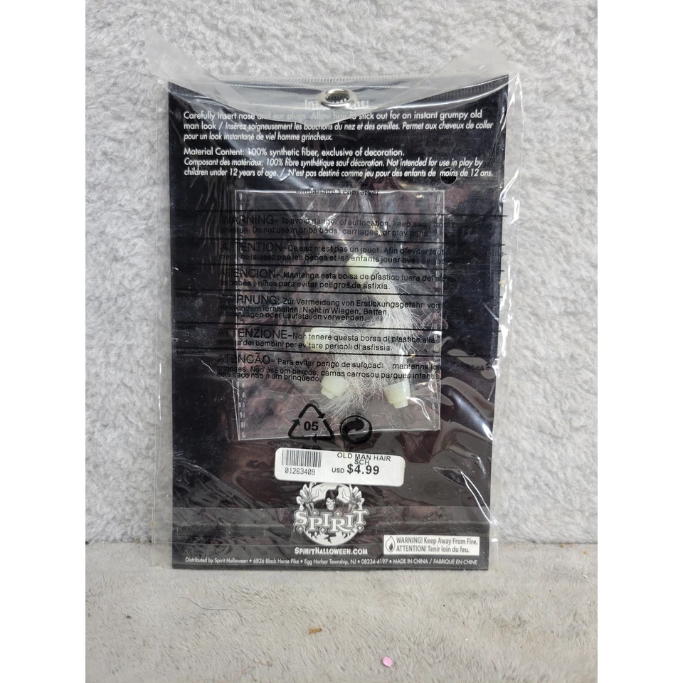 Espíritu Halloween Viejo Hombre Nariz Cabello y Oreja Cabello Disfraz Accesorio Mordaza Broma Foto 2 de 3