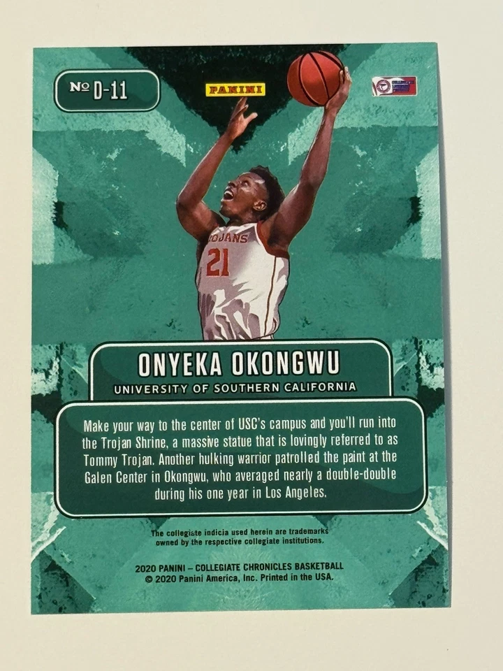 2020 Panini Chronicles Onyeka Okongwu Downtown Rookie RC D11 USC Trojan Case Hit - Image 2 of 2