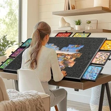 2000 Piece Foldable Tilting Puzzle Board with Drawers Felt Cover Portable Table