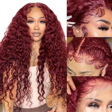 Burgundy Curly Lace Front Wigs Human Hair 13x4 99j Deep Wave Lace Frontal Wig