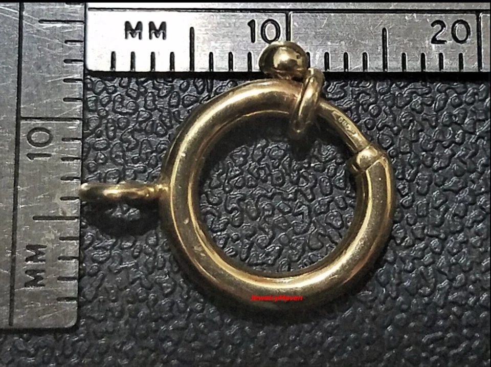 Anillo de resorte grande de oro amarillo macizo de 14 k JUMBO de 12 mm de alta resistencia salto abierto Foto 2 de 4