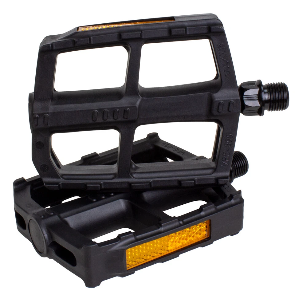 BV Bicycle Universal Bike Pedals 9/16" Urban Boron Steel Non-Slip Ball Bearing - Image 2 of 4