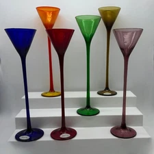 Bombay LaGrande Long Stemmed Cordials, 10” Multi Colored New In Box - Set of 6