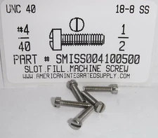 #4-40x1/2 Fillister Head Slotted Machine Screws 18-8 Stainless steel (50)