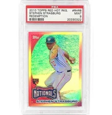2010 Topps Red Hot Rookies RHR8 Stephen Strasburg RC Redemption Refractor PSA 9