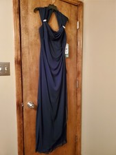 Navy Blue Womens Wedding/prom Dress size 8 two button neck closure  zipper