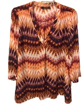 a.n.a. A New Approach Women's L Poly Top Multicolor Ruched at Shoulders Gauzy