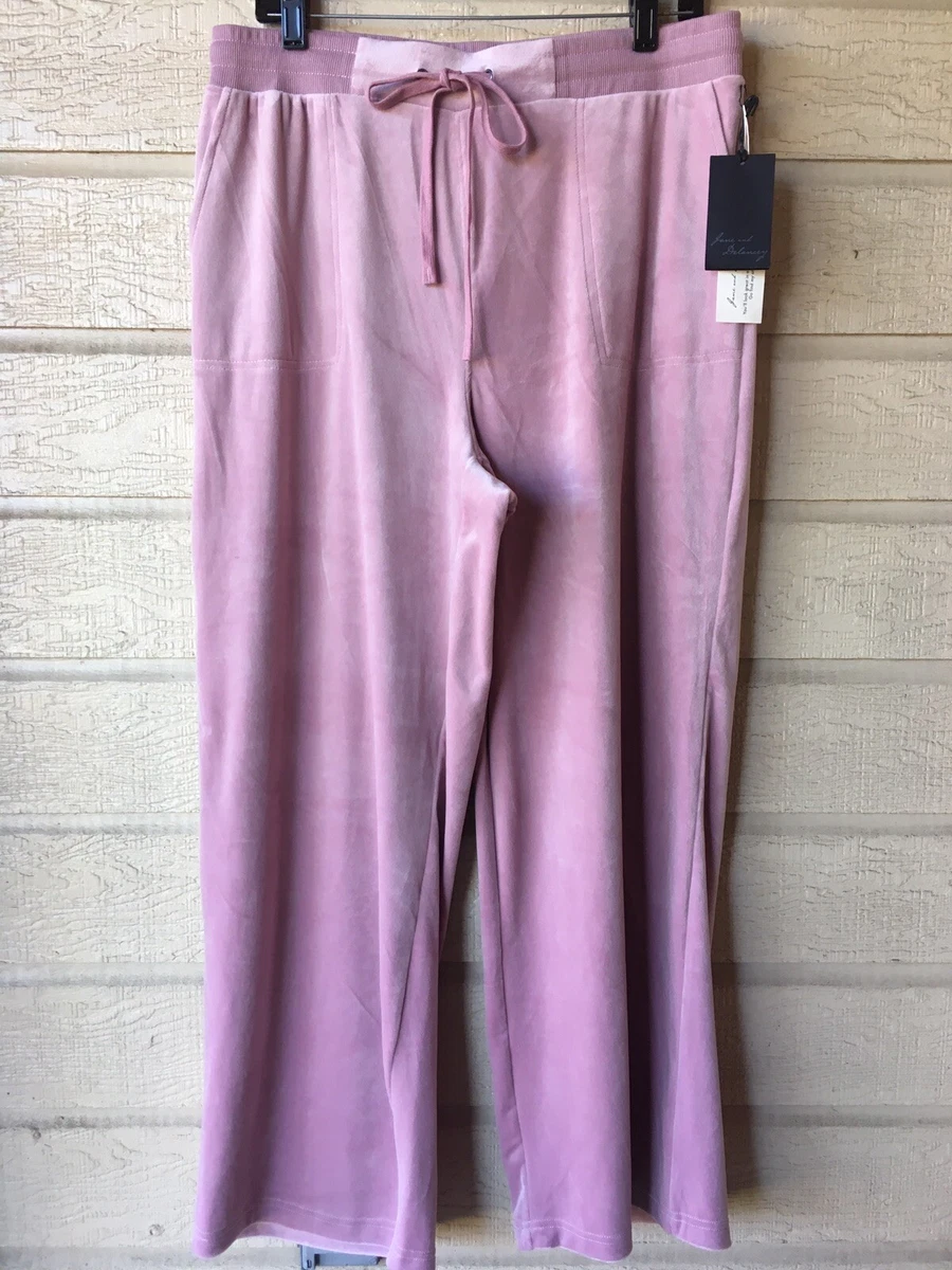 Jane and Delancey womens Sweatpants Large Velour Wide Leg Pants 29 inch  inseam