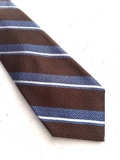 Daniel Cremieux Neck Tie Nwt Brown Stripe Silk Seven 7 Fold Hand Made in Italy