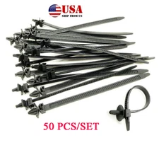 USA 50X Car Line Cable Ties Zip Tie Push Rivet Clip Wiring Loom Harness Fastener