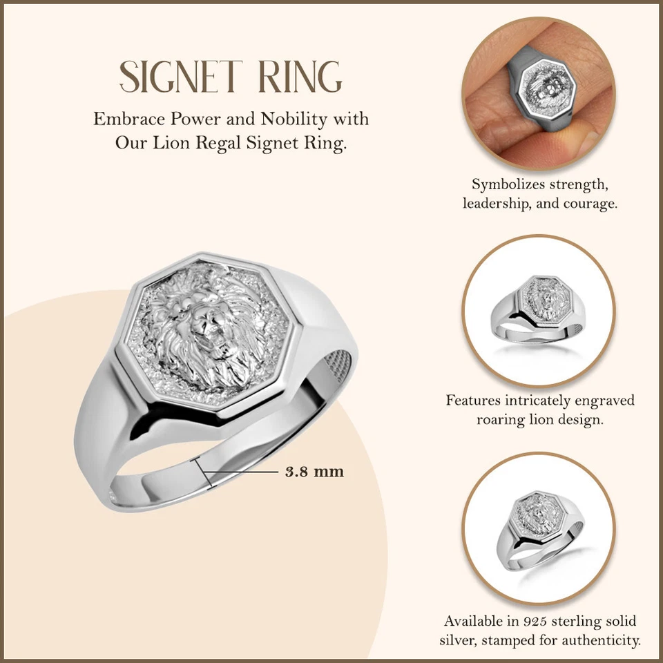 .925 Sterling Silver Roaring Lion Regal Signet Ring - Image 3 of 3