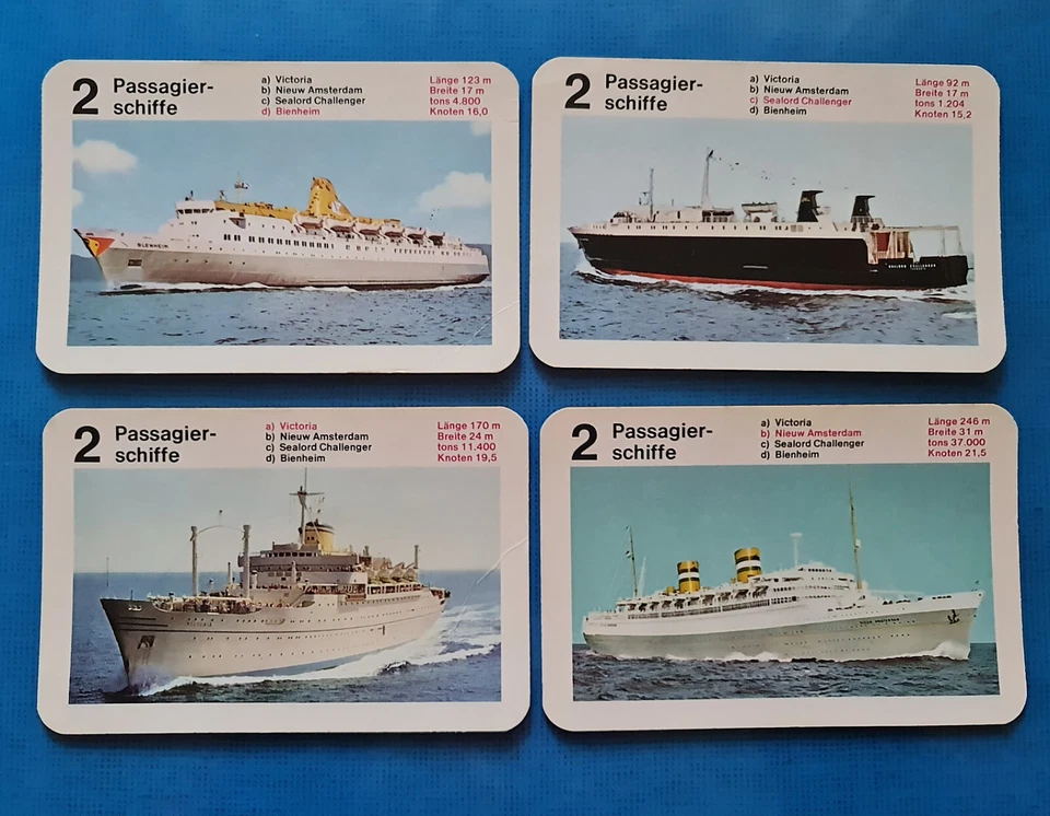 Auténticas cartas de cuarteto Piatnik Schiffs 1984 Alemania Foto 3 de 4