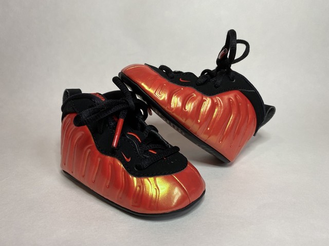 Nike Lil Posite Foamposite Habanero Red/BLACK 644790-004 sz 3C INFANT BABY CRIB | eBay