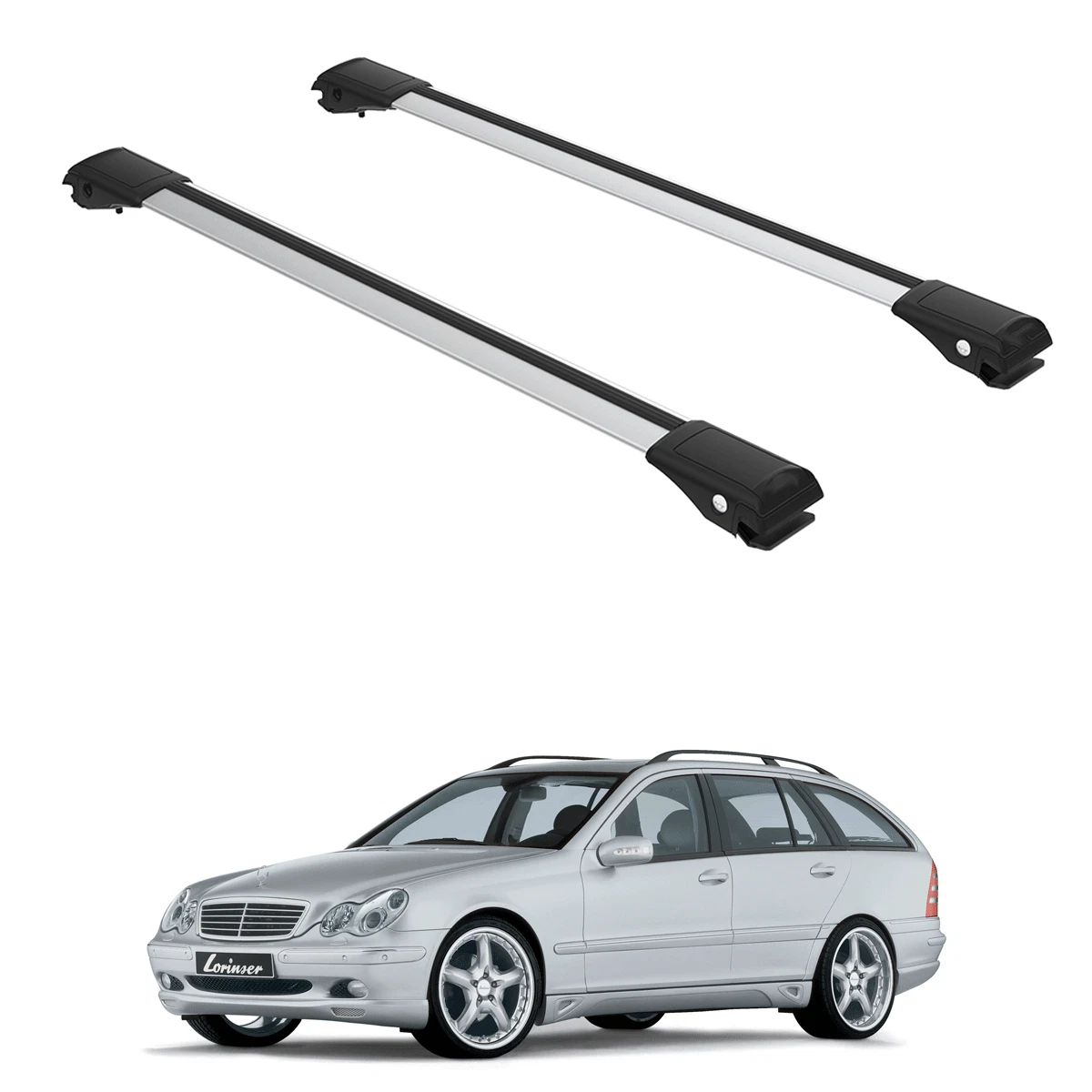 Barras De Techo De Aluminio Menabo Para Mercedes Clase E 1995-2002 – Carga Máxima 50 Kg, Montaje Sin Taladros, 6 Kg De Peso