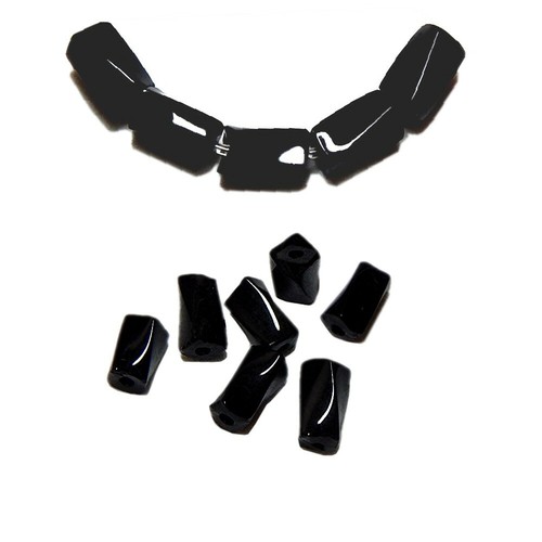 CZECH GLASS TUBE TWIST BEADS 4.5x3mm BLACK OPAQUE GLOSS 15 grams - Picture 2 of 2
