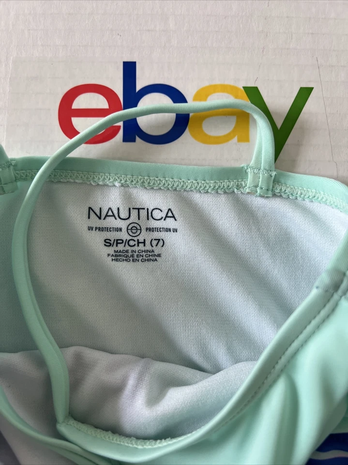 Nautica маленьких девочек лето цельный бассейн купальник, омбре лимон, синий, размер 7 - Изображение 3 из 4