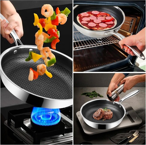 WEEKETT Padella Antiaderente 9,5 Pollici 24CM Acciaio Inox Cottura Induzione HseAT - Foto 6 di 6