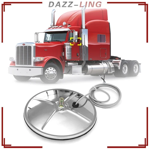 8.5" Round Convex Stainless Steel Mirror Heated For Peterbilt 379 389 386 325