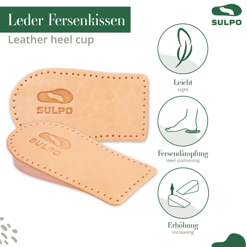 SULPO Fersenerhöhung Einlagen - Fersenkeil für Schuherhöhung Fersenkissen Leder - Bild 2 von 4