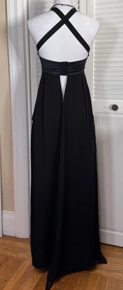 Maxi Vestido Theyskens Theory Negro Satinado Corsé Tirantes Talla EU 36 US 4 Formal Foto 3 de 4