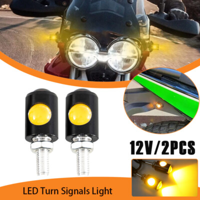 Universal 2X Mini Motorcycle LED Turn Signals Indicator Amber