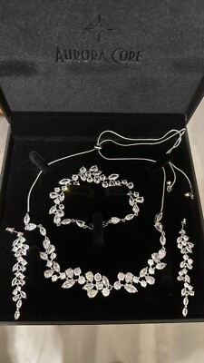 3 Piece PremiumAAA Cubic Zirconia Jewelry Set Prom Wedding with Deluxe Jewel Box