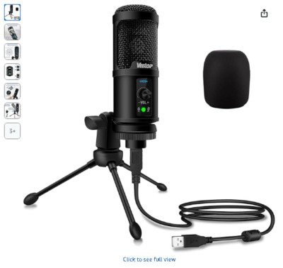 Veetop USB Mikrofon Metall Computer Kondensator PC Mic für Gaming Podcasting Stre
