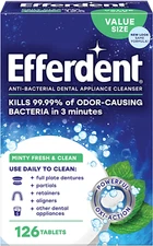 NEW Efferdent Retainer & Denture Cleaner Tablets Minty and Fresh Clean 126 Count