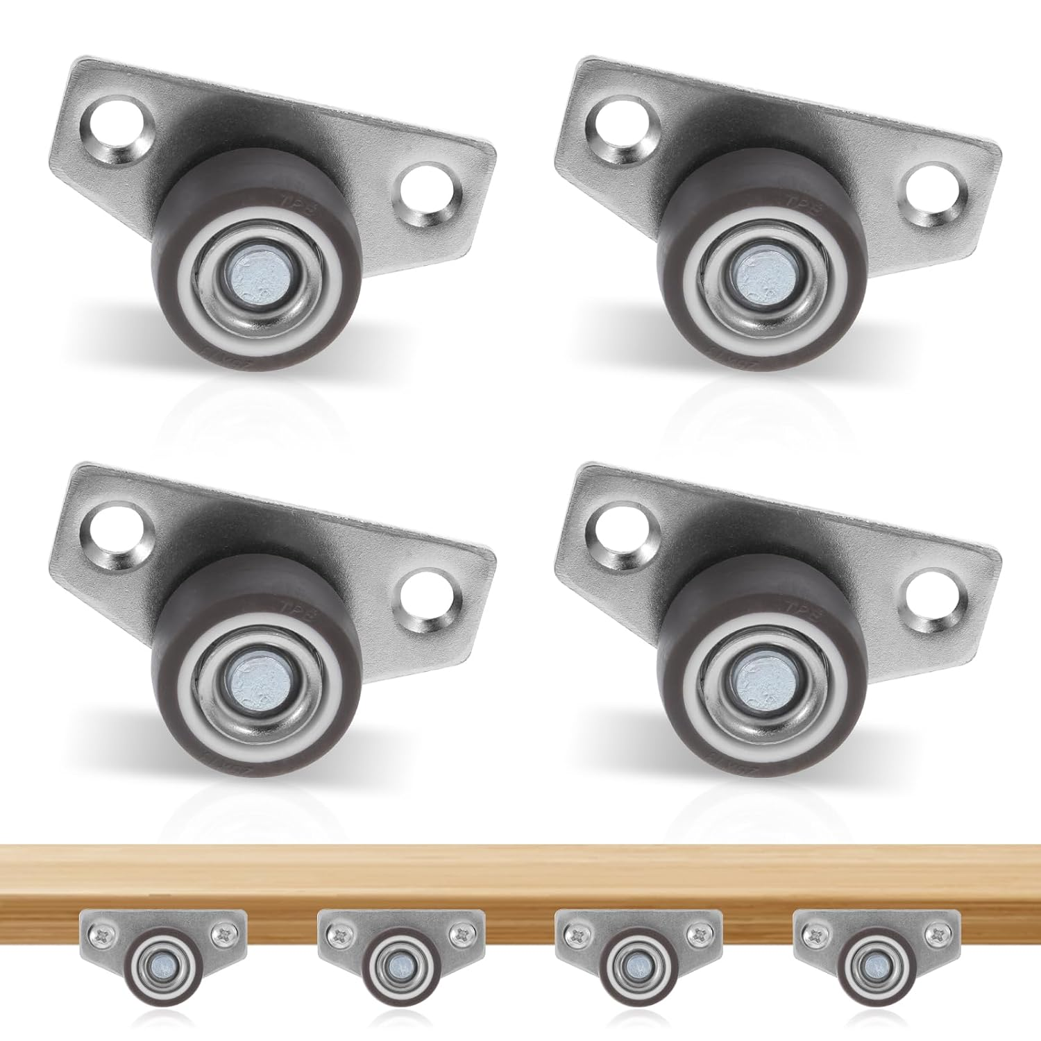 4Pcs Side Mount Casters Castor Wheels Furniture Castors Silent Ball Bearing Low