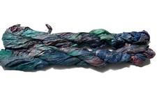 100g Recycled Sari Silk Ribbon Yarn Sea Gree Grey shades