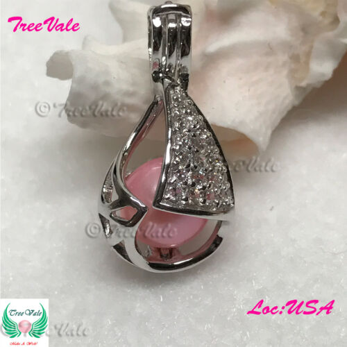 Forever Crystals Teardrop - 925 Sterling Silver - Pearl Cage Pendant- Hold 6-8mm - Picture 2 of 5
