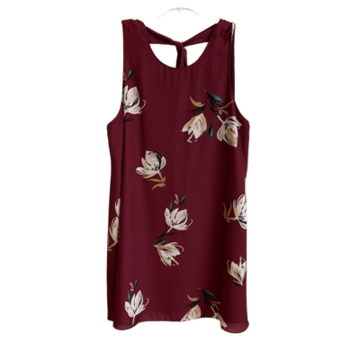 Amanda Uprichard Marnie Floral Shift Dress Mini Sleeveless Burgundy Size  Large | eBay