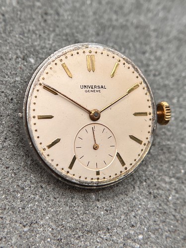 #1574 UNIVERSAL GENEVE 255 HANDAUFZUG UHRWERK SUBSECOND MOVEMENT MECHANISM - Picture 4 of 11