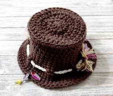 crochet handmade baby hat bucket fishing brim 0-3 months newborn dark brown