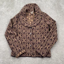 Kenar Women's Wool Collared Reversible Career Blazer Jacket Size S Brown Tan