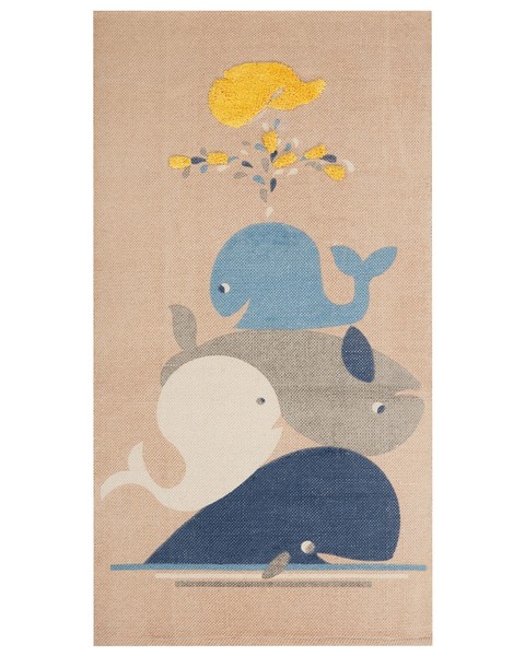 Kinderteppich Baumwolle Beige 80 X 150 Cm Wal Motiv FüR Kinderzimmer Seai-image