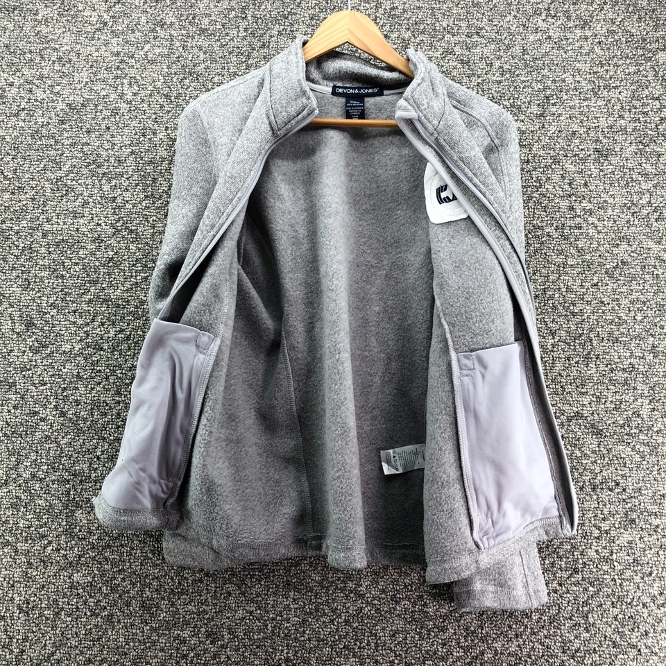 Chaqueta polar Devon & Jones gris claro marrón para mujer talla M bolsillos completos con cremallera Foto 3 de 4