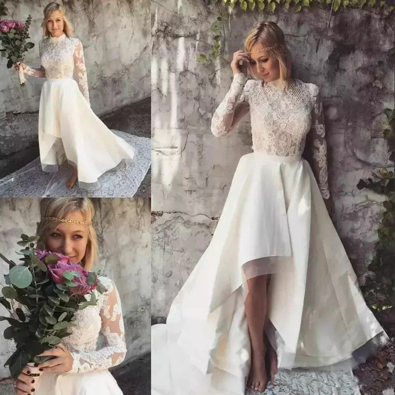 long sleeve lace country wedding dress