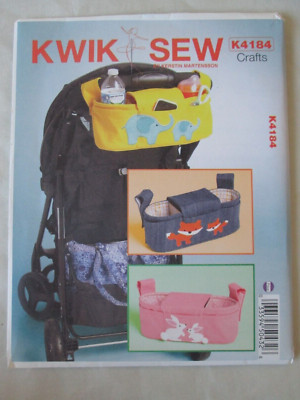 Kwik Sew 4184 Stoller Organizer Bags Pattern Animal Applique Fox Rabbit Elephant