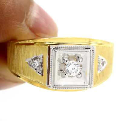 1/6ct Mens Solitaire Engagement Ring Cubic Zirconia 14K Yellow Gold ...