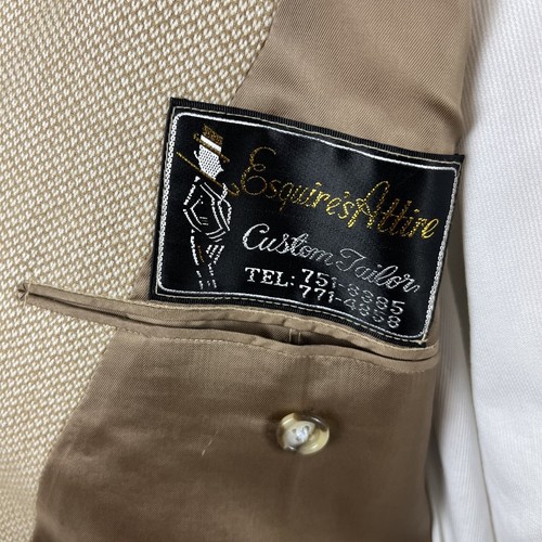 Bespoke Esquires Attire 44R beige birdseye sport coat working cuff ticket - Picture 8 of 9