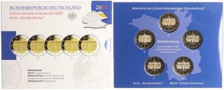 Set monete commemorative BRD 2 euro 2020 Brandeburgo lucide a specchio in confezione originale