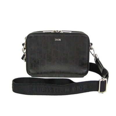 Christian Dior Oblique Galaxy Men's Leather Shoulder Bag Black BF595779