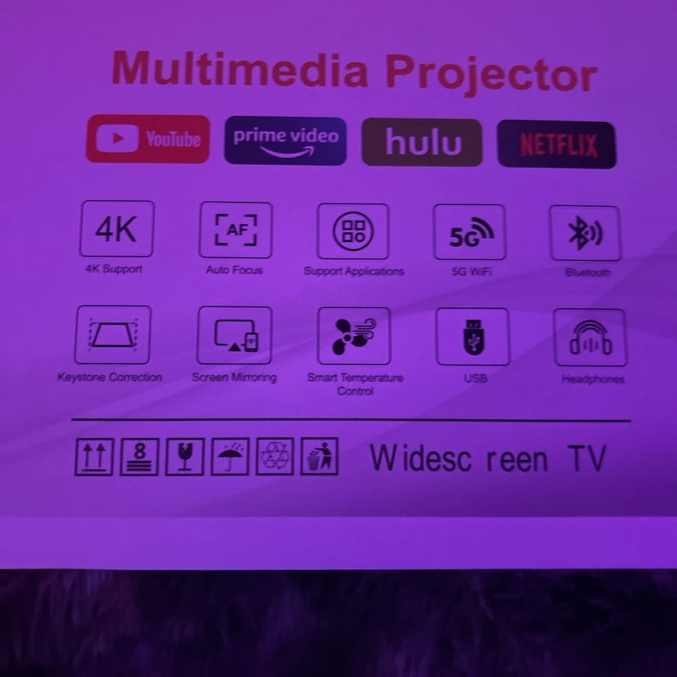 4K Smart Projector with 5G WiFi and Bluetooth 5.2, 600 ANSI Portable Projector - Image 4 of 4