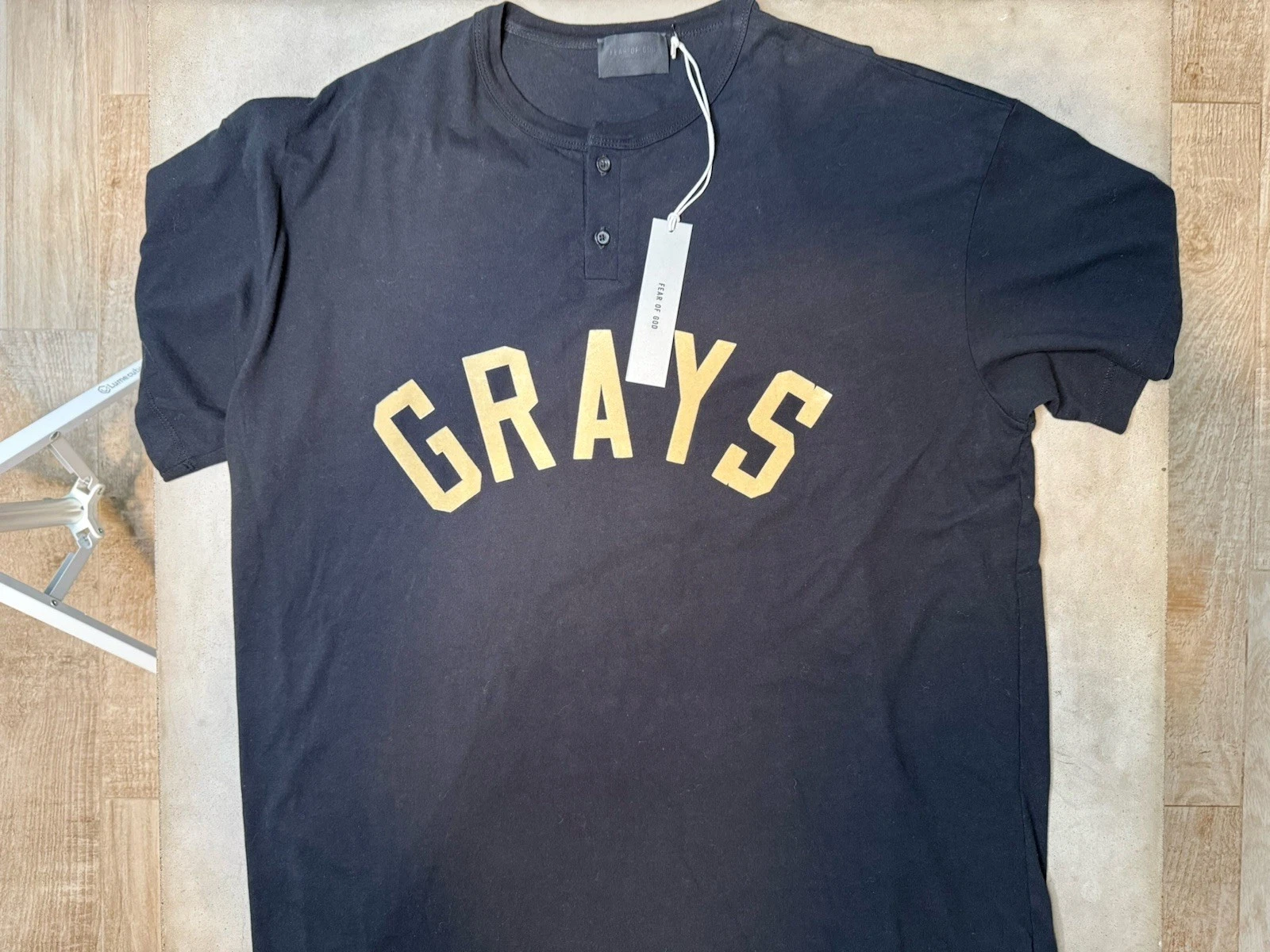 Fear Of God Homestead Grigio Henley Nero Taglia XL Nuovo con etichette