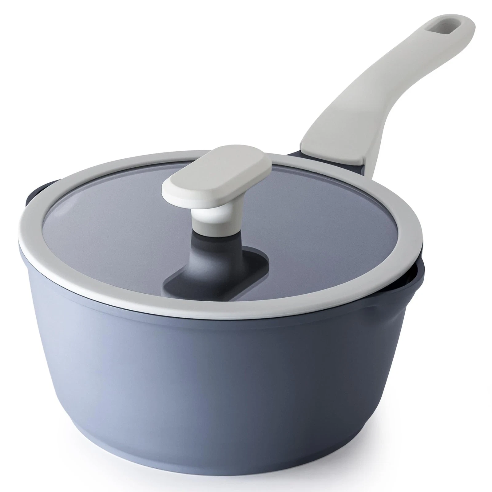 Nonstick Saucepan with Lid 2.7 Quart Ceramic Pot Pour Spouts PTFE PFOA PFAS Free