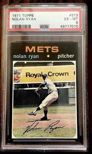 1971 TOPPS #513 NOLAN RYAN METS HOF PSA 6 EX-MT NICE CARD